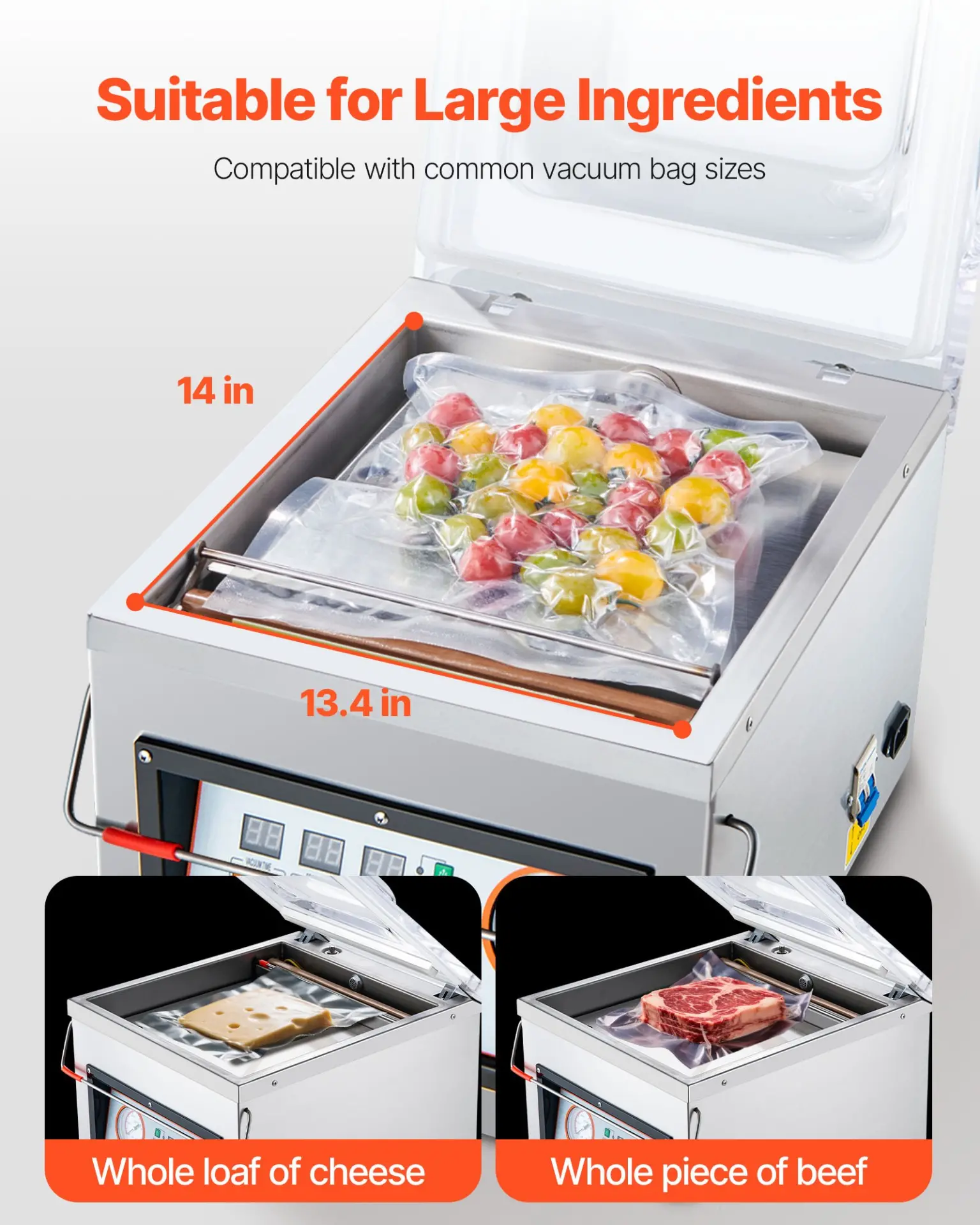 VEVOR Chamber Vacuum Sealer, 320W Sealing Power, Vacuum Packing Machine for Wet Foods, Meats, Marinades and More, Compact Size with 12.6 in Sealing Length, Applied in Home Kitchen and Commercial Use - Image 23