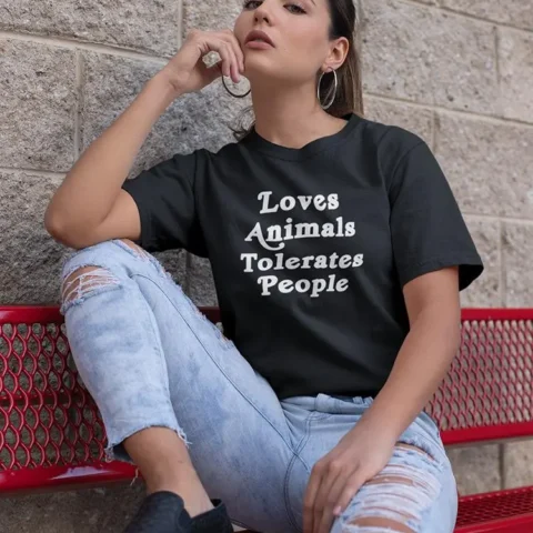 Love Animals, Tolerates People T-shirt -SmartPrintsInk Designs
