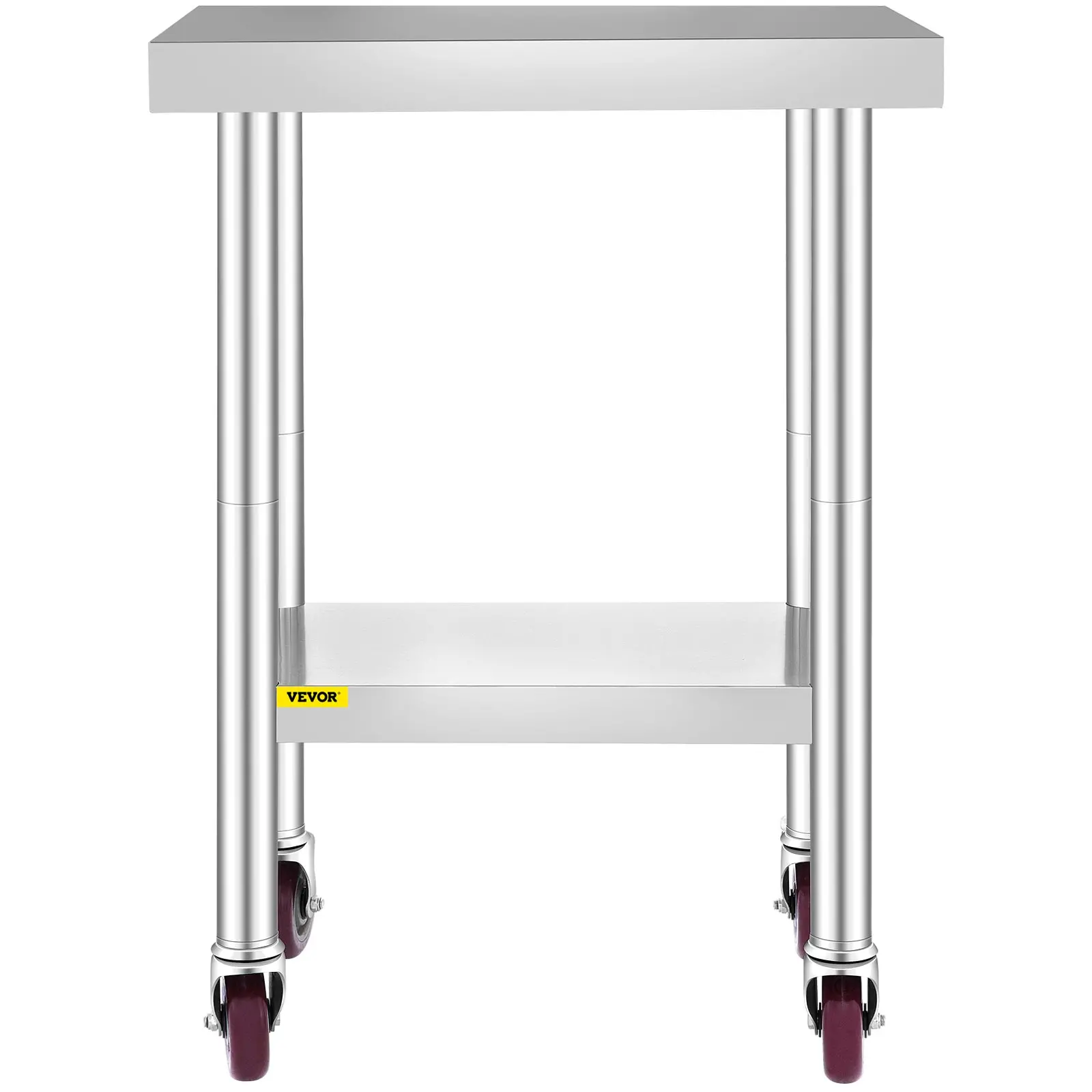 VEVOR Stainless Steel Work Table 24 x 18 x 34 Inch, 700 LBS Load Capacity with 4 Wheels, 3 Adjustable Height Levels, Heavy Duty Food Prep Worktable for Commercial Kitchen Restaurant, Silver - Image 9