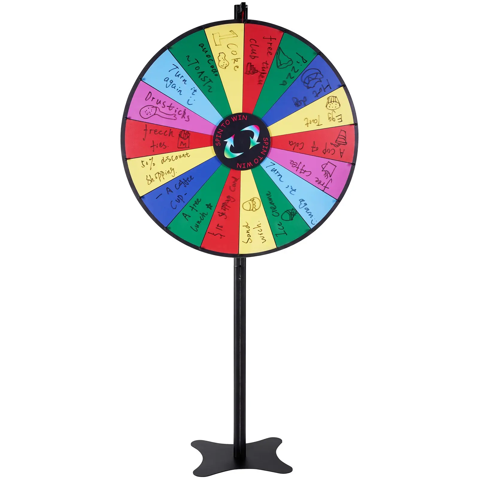 VEVOR 36 inch Spinning Prize Wheel, 18 Slots Spinning Wheel, Roulette Wheel with a Dry Erase and 2 Markers, Tabletop or Floor Standing Win Fortune Spin Games in Party Pub Trade Show Carnival - Image 7