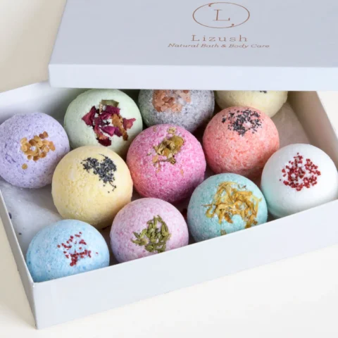 Natural Bath Bomb Gift Box 12 Handmade Bath Bombs