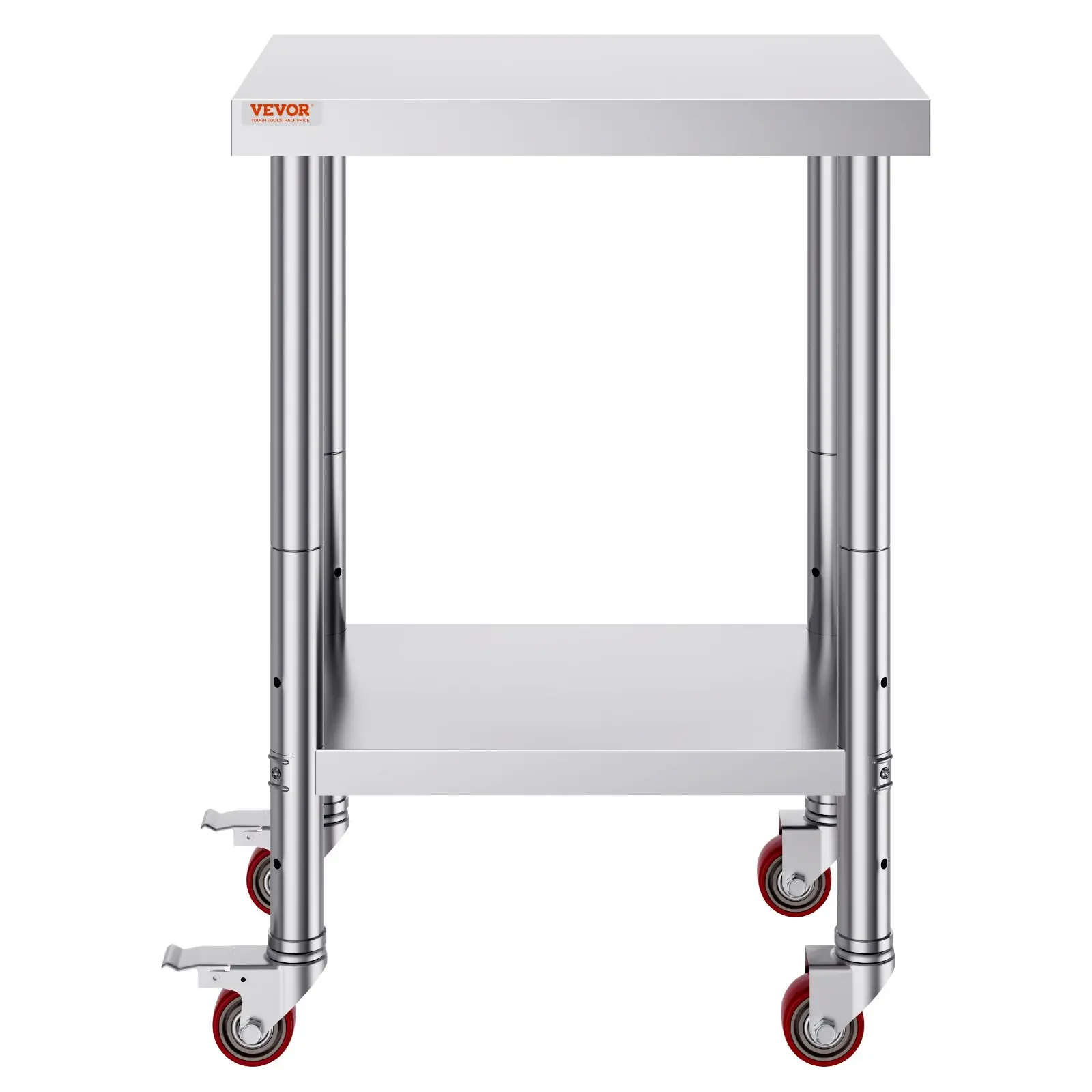 VEVOR Stainless Steel Work Table 24 x 18 x 34 Inch, 700 LBS Load Capacity with 4 Wheels, 3 Adjustable Height Levels, Heavy Duty Food Prep Worktable for Commercial Kitchen Restaurant, Silver - Image 19