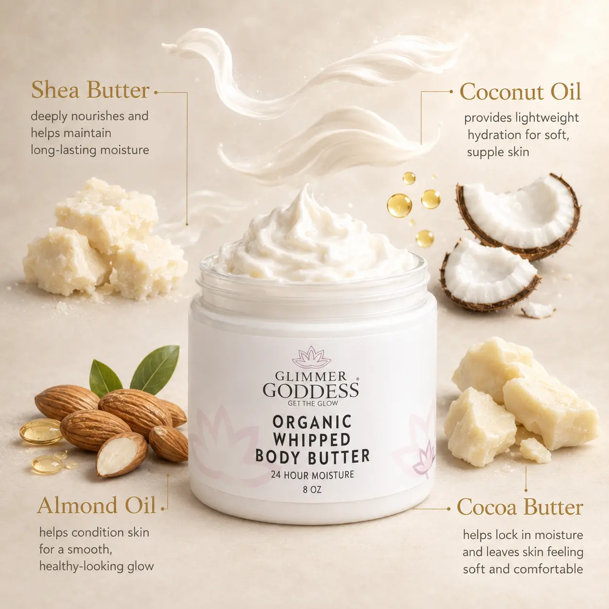 Organic Whipped Body Butter for Extremely Dry Skin 8 oz. - Image 2
