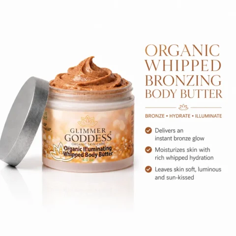 Organic Whipped Bronzing Body Butter Shimmering Body Moisturizer with Instant Bronze Glow