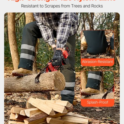 VEVOR Chainsaw Chaps Wrap, Class A, 8 Layers Chainsaw Pants with Adjustable Belt & Gear Pocket, Chain Saw Chaps for Men/Women, Chainsaw Safety Equipment for Loggers Forest Workers Small Black