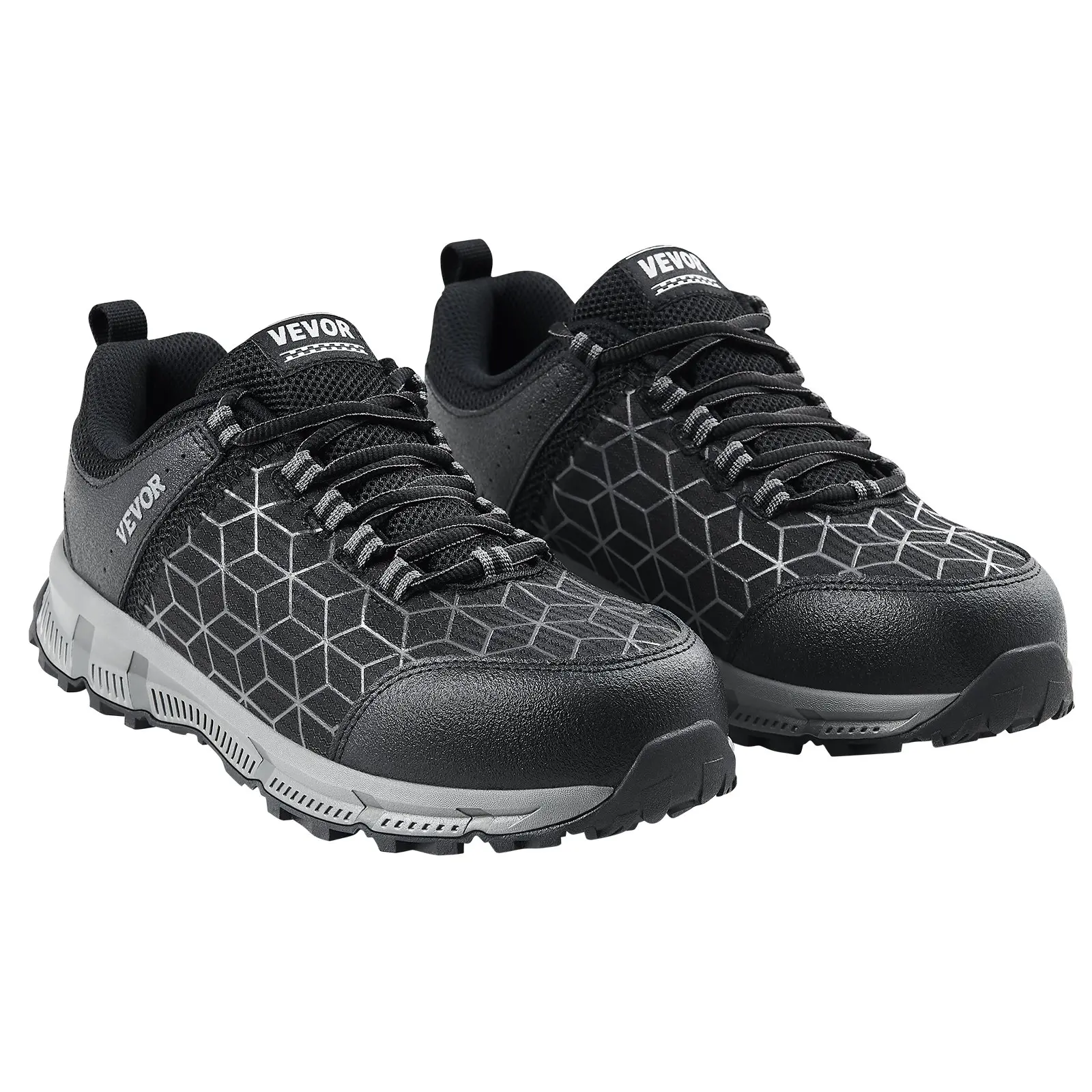VEVOR Steel Toe Shoes for Men, US Size 9 Wide, Mens Cushion Sport Safety Toe Athletic Work Shoe, Indestructible Safety Sneakers Lightweight,Breathable Industry Construction Work Shoes, Black - Image 8